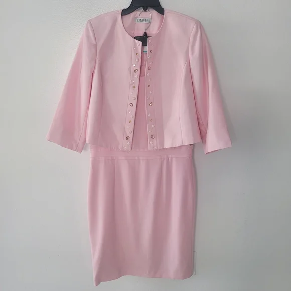 Chic Tutu Pink Dress and Jacket Set By Kasper Size 14/16 - Picture 3 of 16